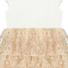 Girls Ivory & Beige Sequin Tulle Dress, 1, hi-res