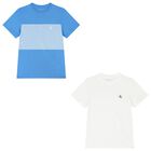 Boys White & Blue Cotton T-Shirts ( 2-Pack ), 2, hi-res