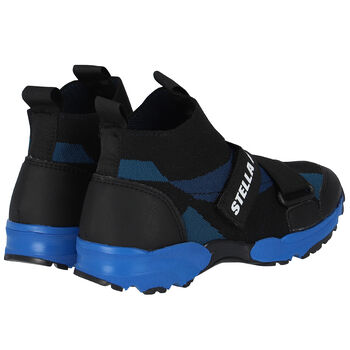 Boys Black & Blue Logo Trainers