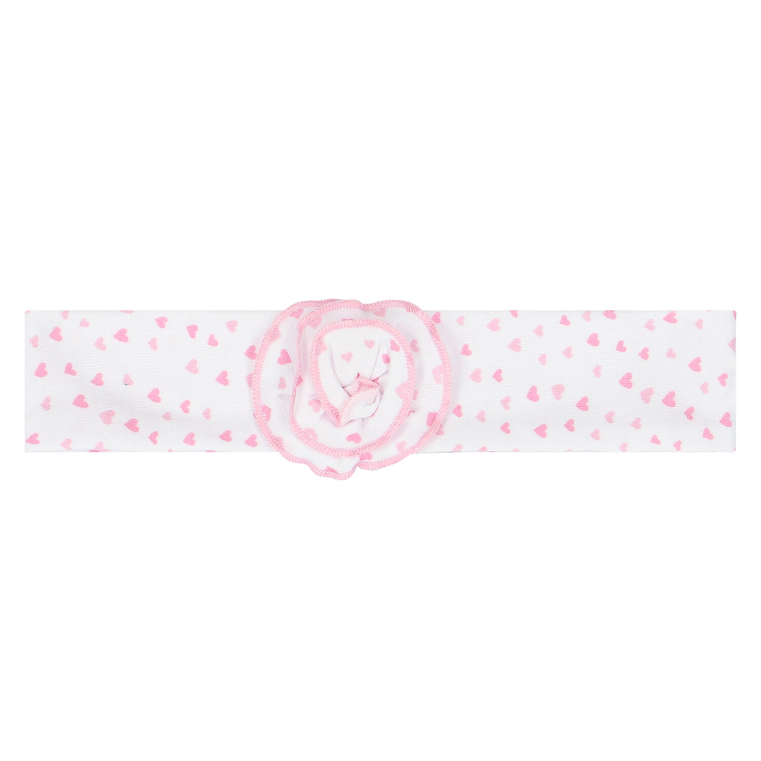 Baby Girls White & Pink Heart Print Headband, 2, hi-res