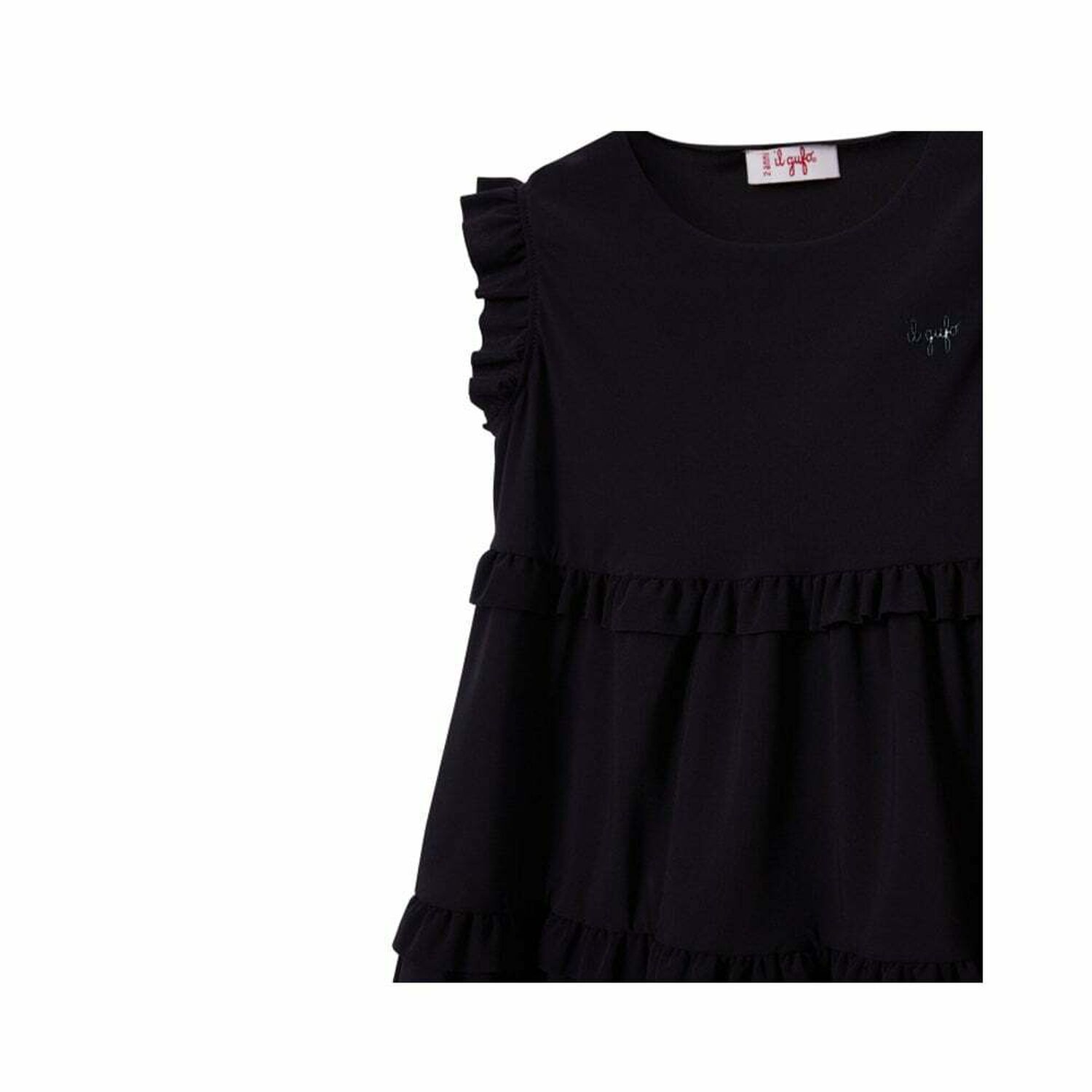 Girls Navy Blue Frill Dress, 1, hi-res