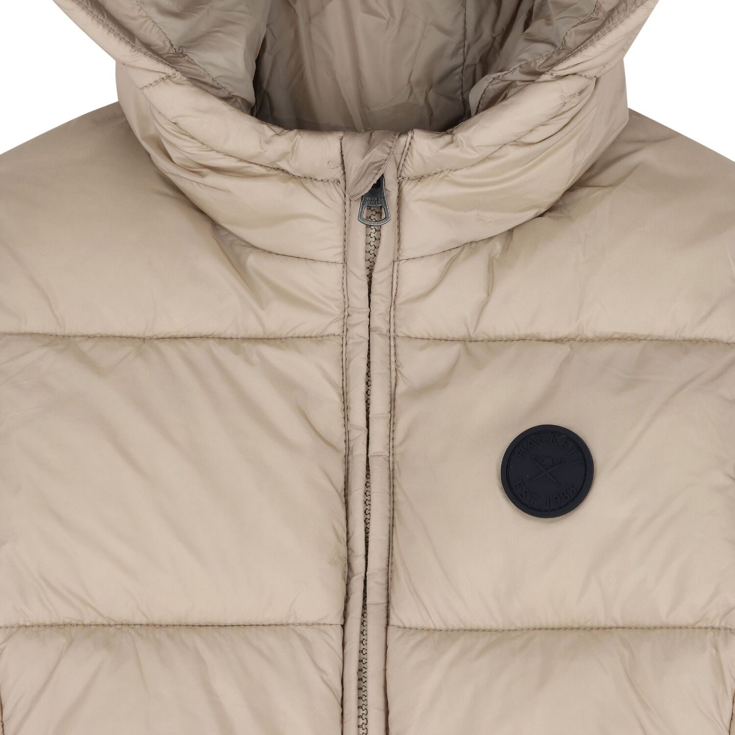 Boys Beige Quilted Puffer Jacket, 1, hi-res