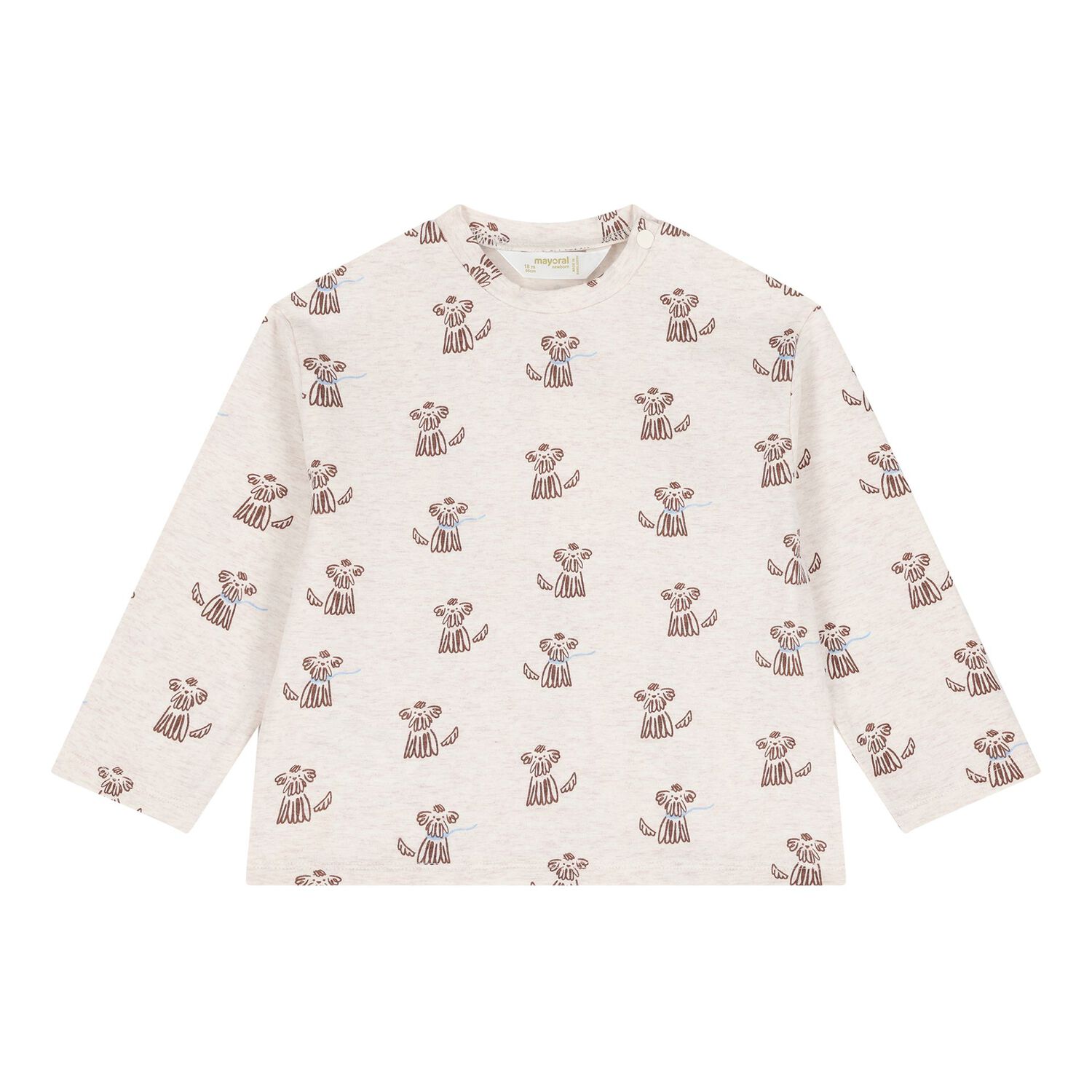 Baby Boys Ivory & Blue Dog Long Sleeve Top, 1, hi-res