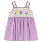 Younger Girls Lilac & Ivory Flower Dress, 1, hi-res