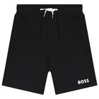 Boys Black Logo Shorts, 2, hi-res