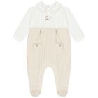 Baby Boys Ivory & Beige Babygrow, 2, hi-res