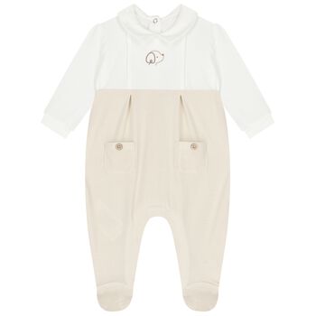 Baby Boys Ivory & Beige Babygrow