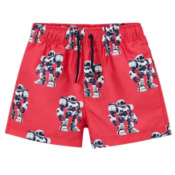 Boys Red Robot Swim Shorts