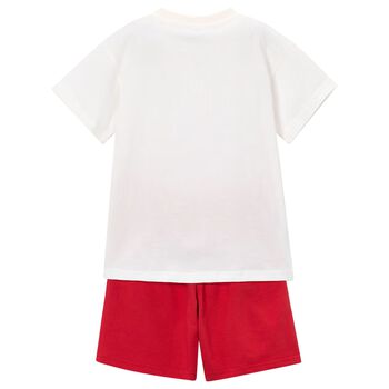 Boys White & Red Shorts Set