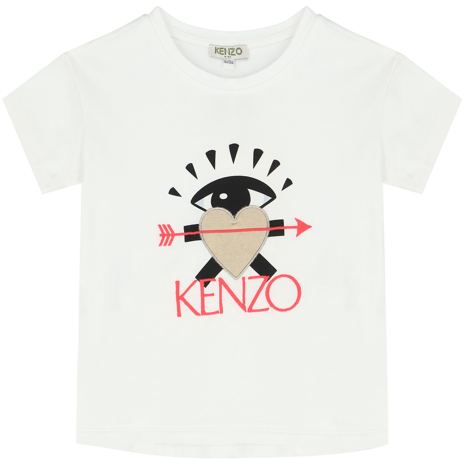 Girls White & Gold Logo T-Shirt, 1, hi-res