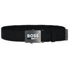 Boys Black Logo Belt, 1, hi-res