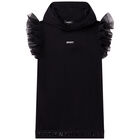 Girls Black Logo Hooded Dress, 1, hi-res