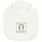 Ivory & Gold Logo Baby Bib, 1, hi-res