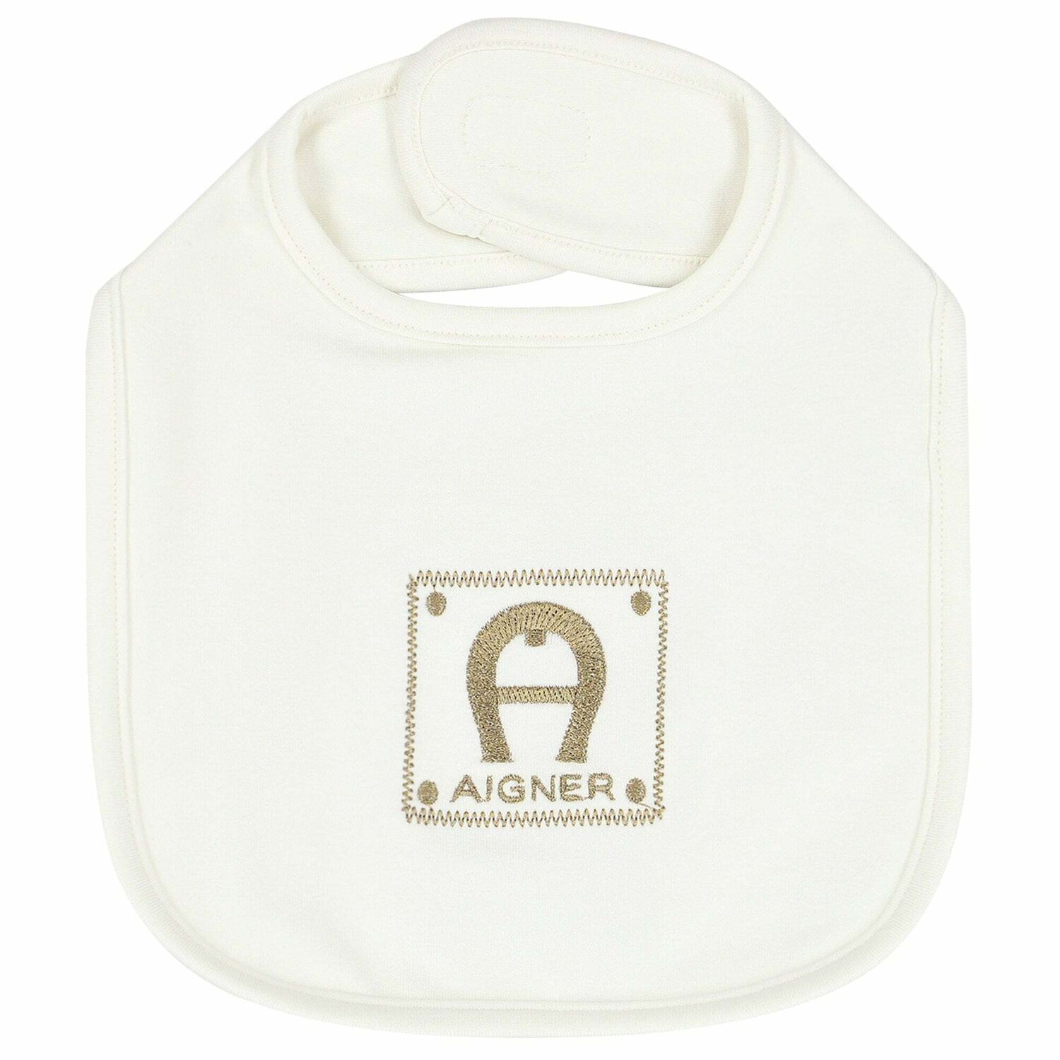 Ivory & Gold Logo Baby Bib, 1, hi-res