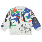 Younger Boys Grey Logo Zip-Up Top, 1, hi-res