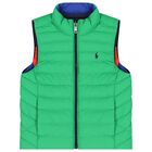 Boys Orange, Navy & Green Reversible Gilet, 1, hi-res