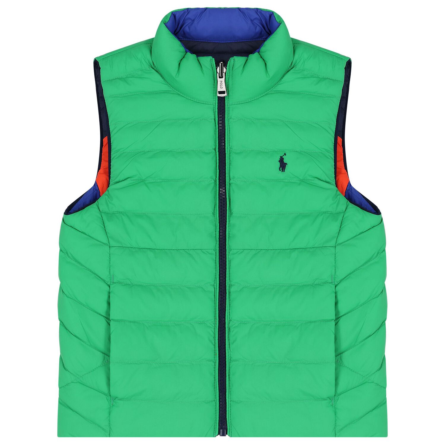Boys Orange, Navy & Green Reversible Gilet, 1, hi-res image number null