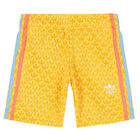 Ivory & Yellow Logo Shorts Set, 1, hi-res