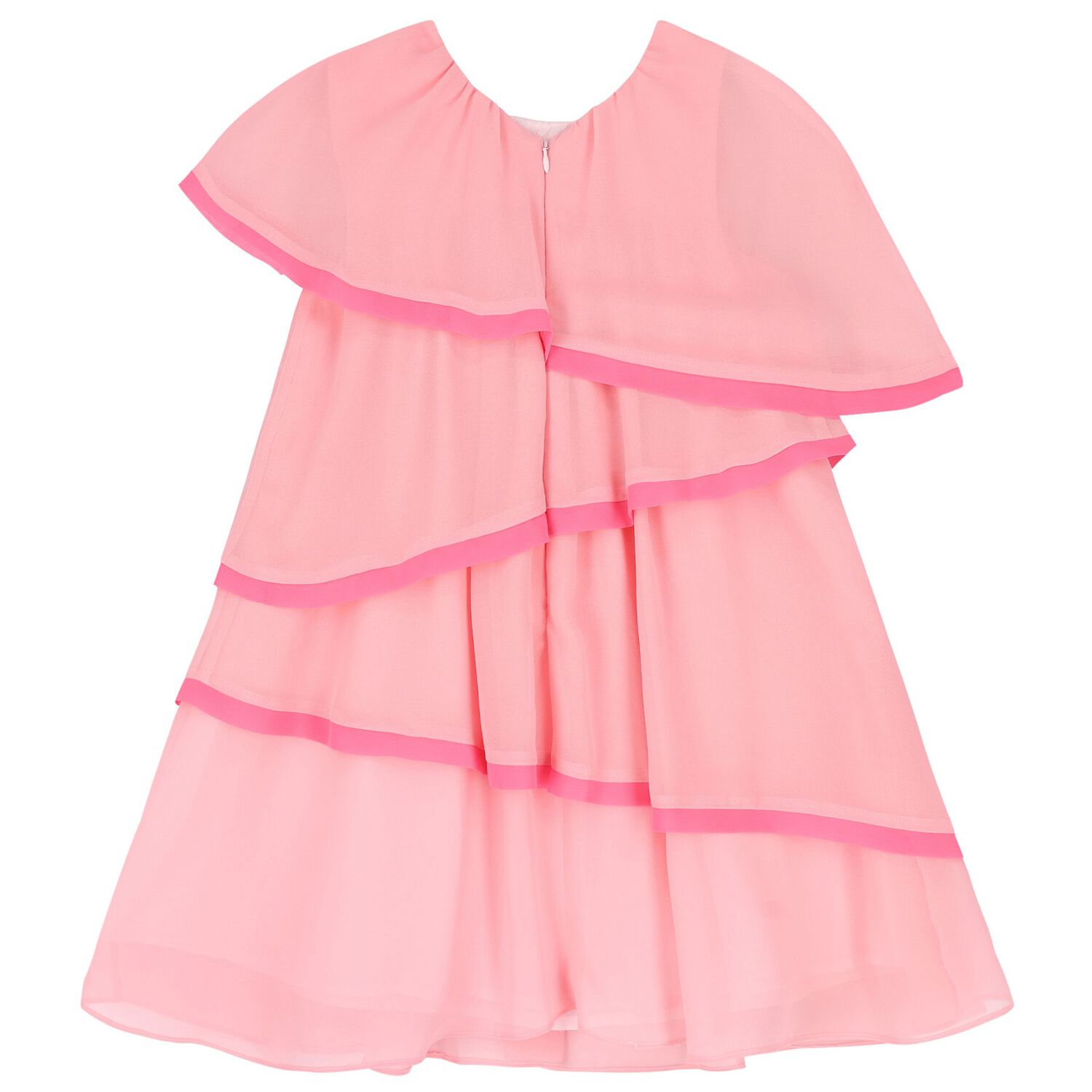 Girls Pink Tiered Chiffon Dress, 1, hi-res image number null