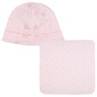 Baby Girls Pink Logo Blanket & Hat Set, 1, hi-res