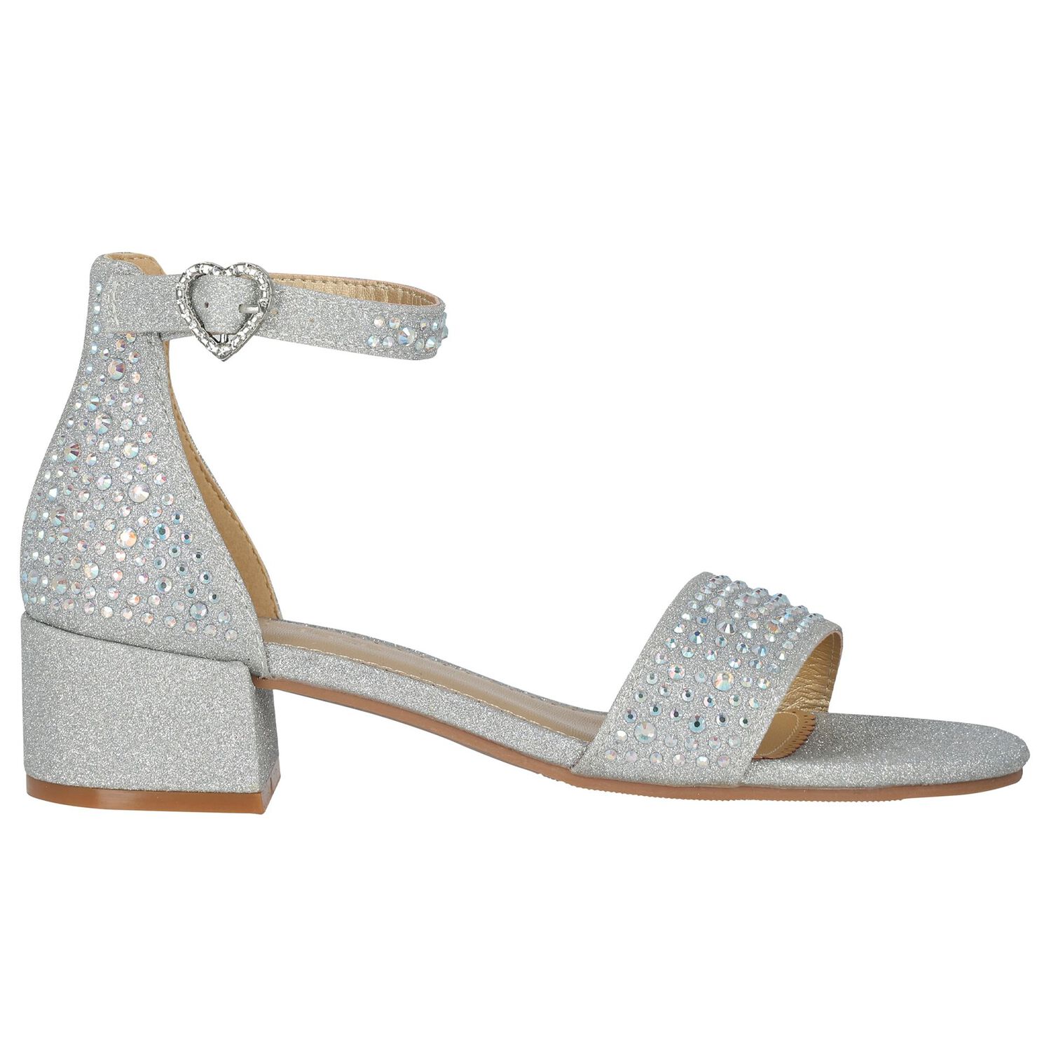Girls Silver Embellished Sandals, 2, hi-res