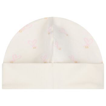 Baby Girls Ivory Heart Logo Hat