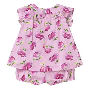 Baby Girls Pink Cotton Shorts Set