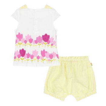 Baby Girls White & Yellow Floral Shorts Set