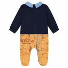 Baby Boys Navy & Beige Geo Map Babygrow, 2, hi-res