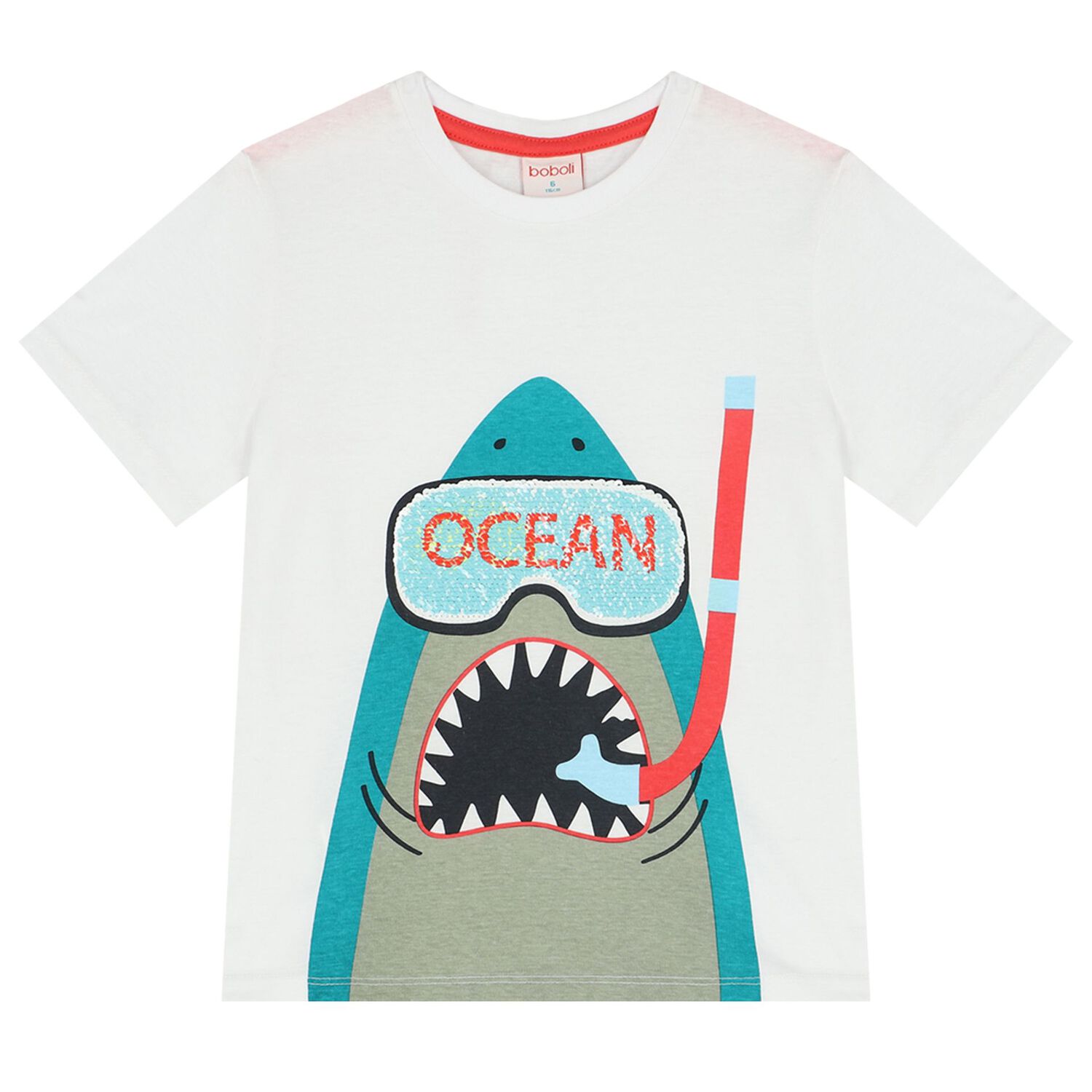 Boys White Shark T-Shirt, 1, hi-res image number null