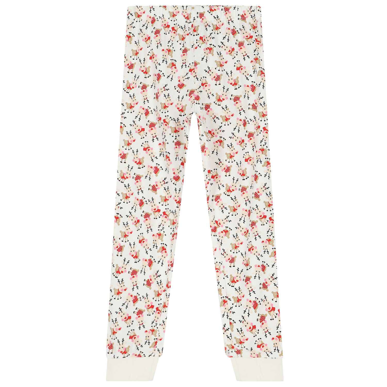 Girls Red & White Reindeer Pyjamas, 1, hi-res