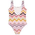 Girls Multi-Coloured Zig Zag Swimsuit, 1, hi-res