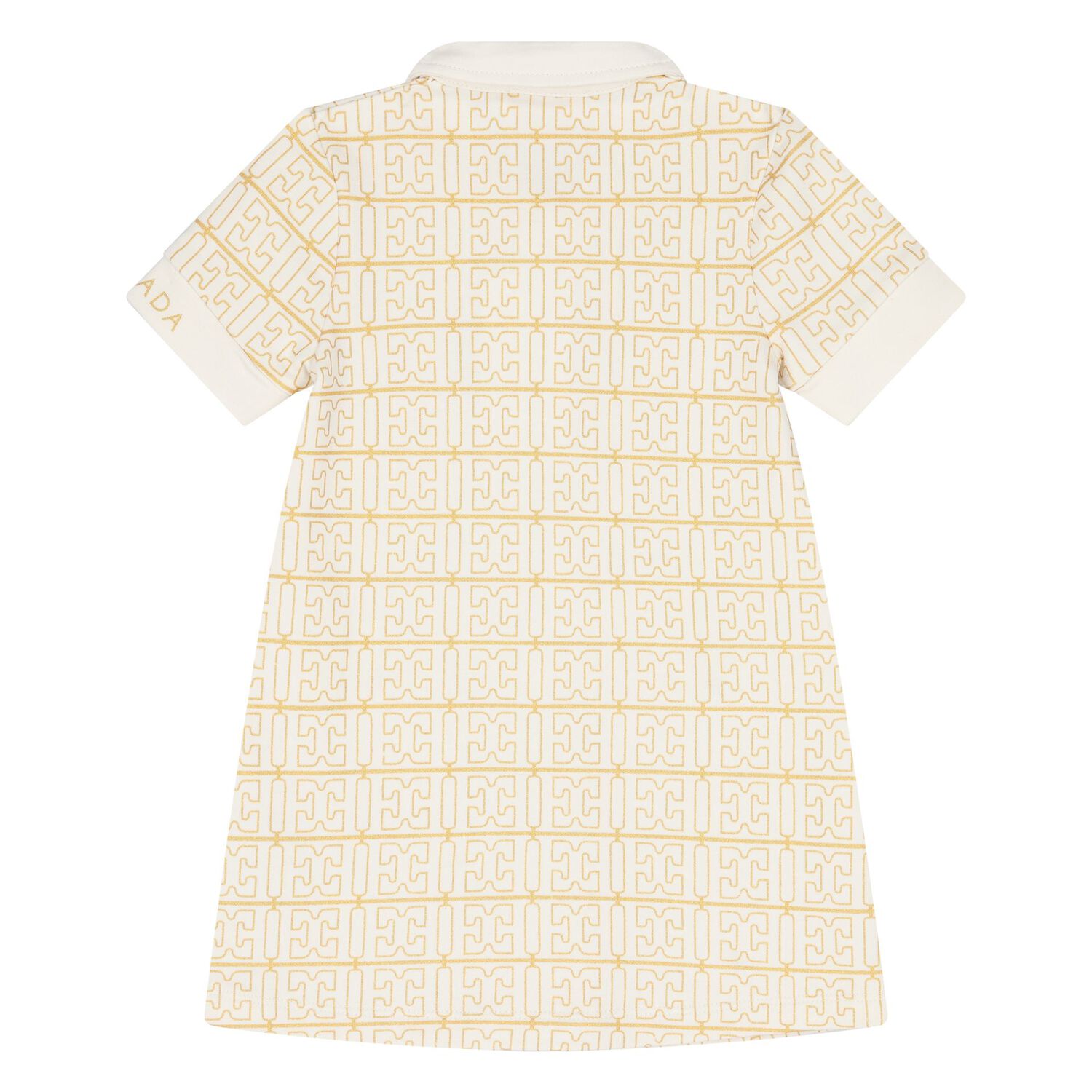 Younger Girls Ivory & Gold Logo Polo Dress, 1, hi-res