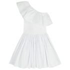 Girls White Ruffled Dress, 3, hi-res