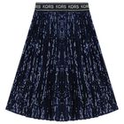 Girls Navy Blue Logo Sequin Skirt, 1, hi-res