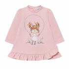 Younger Girls Pink Long Sleeve Dress, 1, hi-res