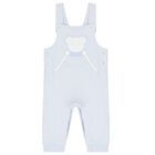 Baby Boys White & Blue Dungaree Set, 1, hi-res