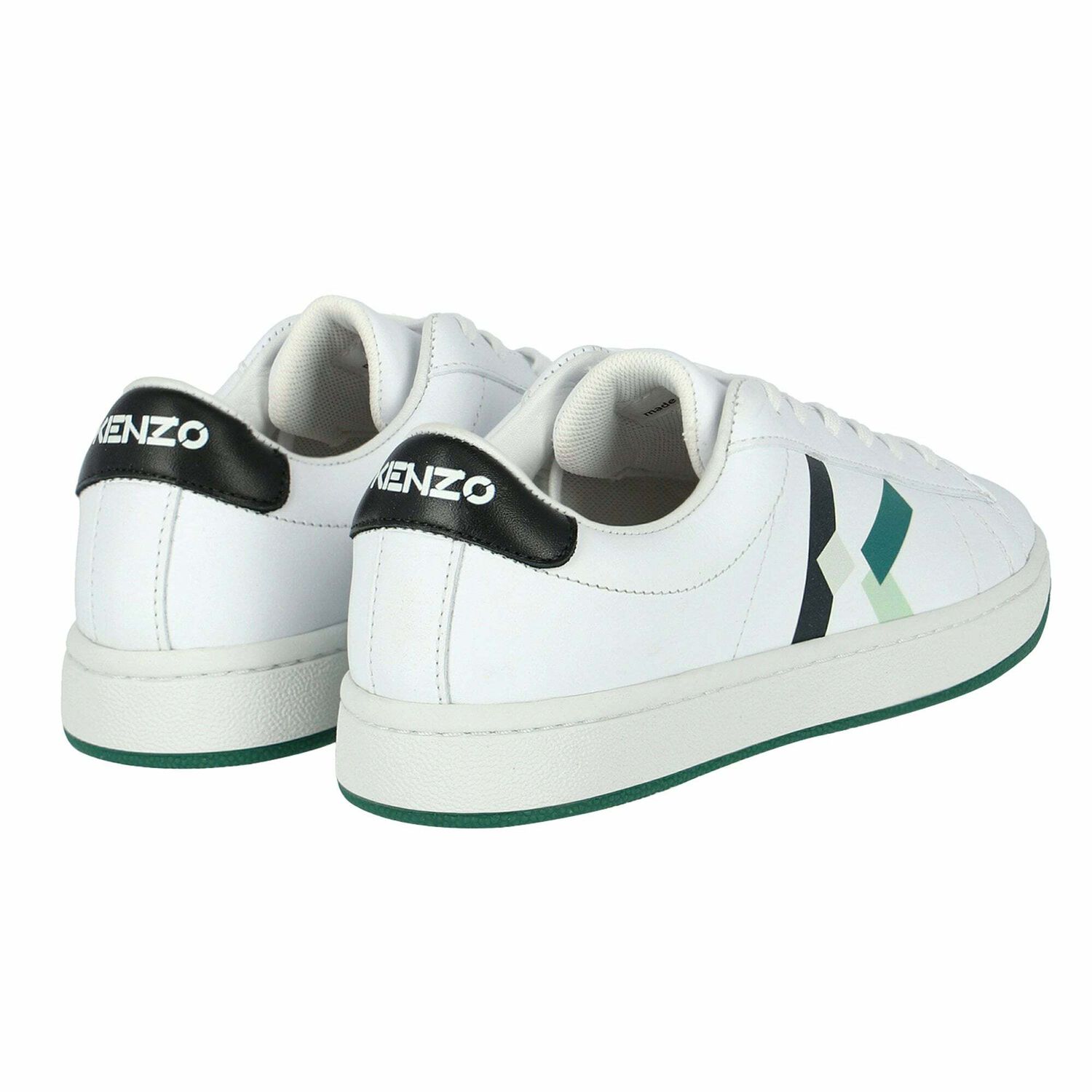 White Leather Logo Trainers, 1, hi-res