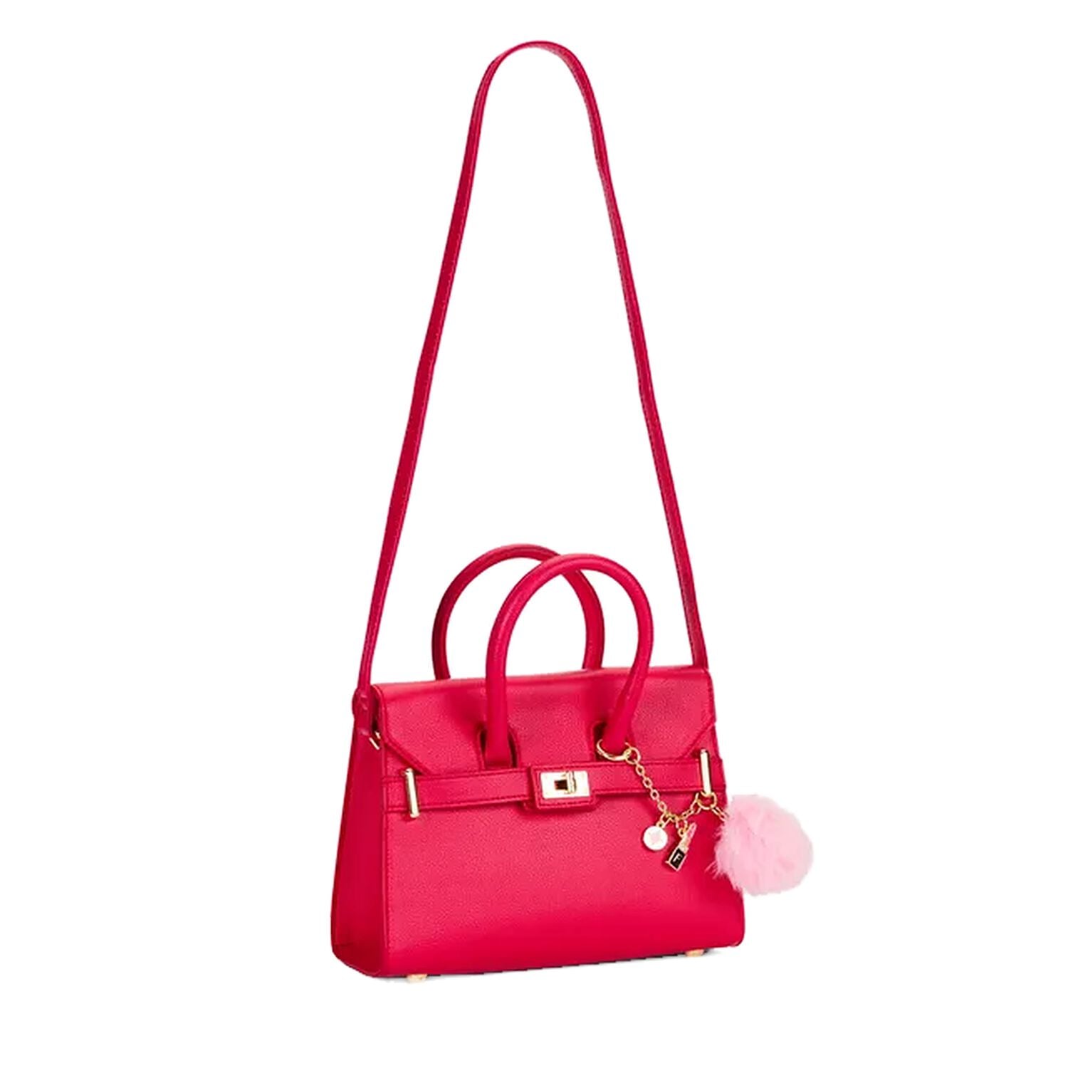 Girls Pink Leather Handbag ( 21CM ), 1, hi-res