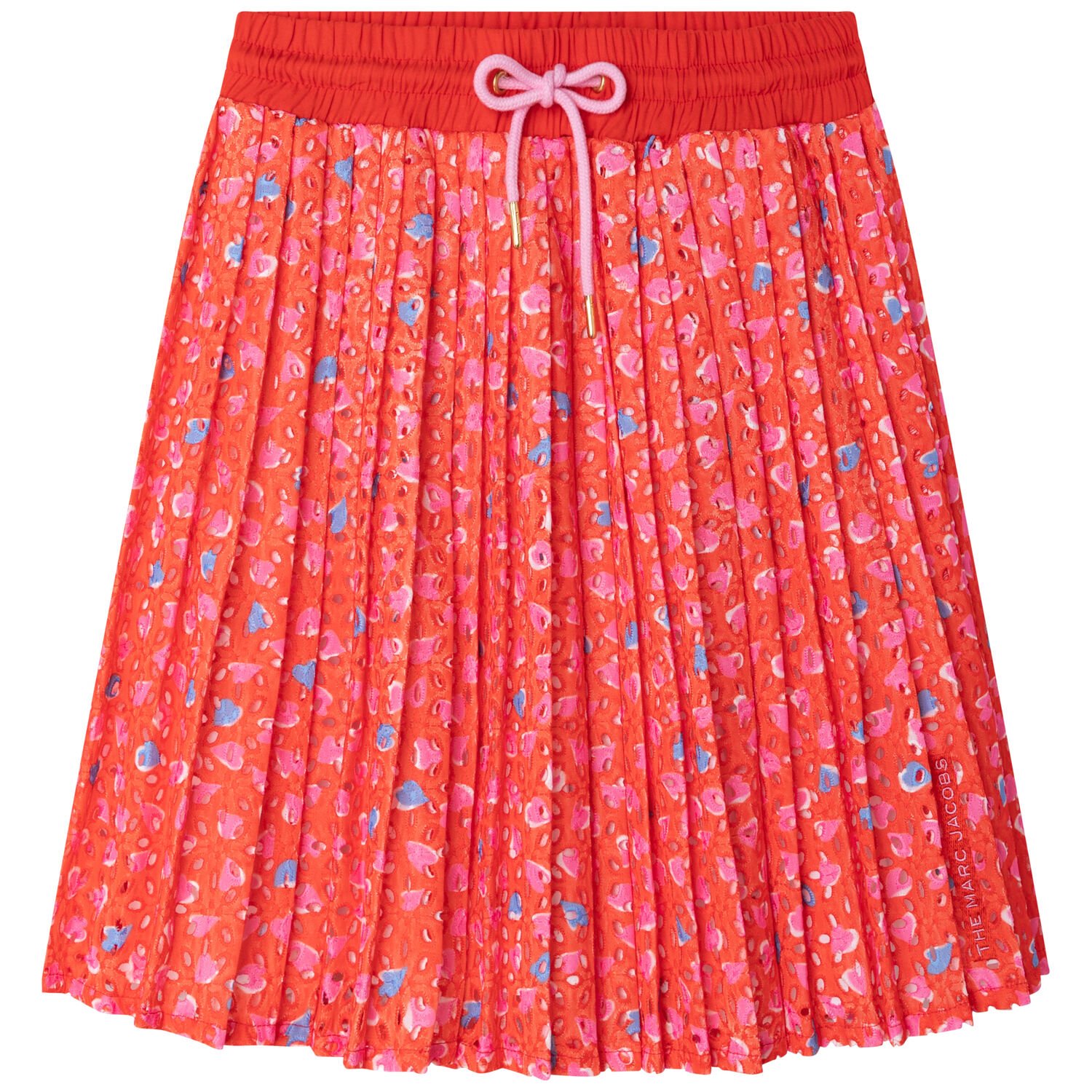 Girls Orange Pleated Skirt, 1, hi-res