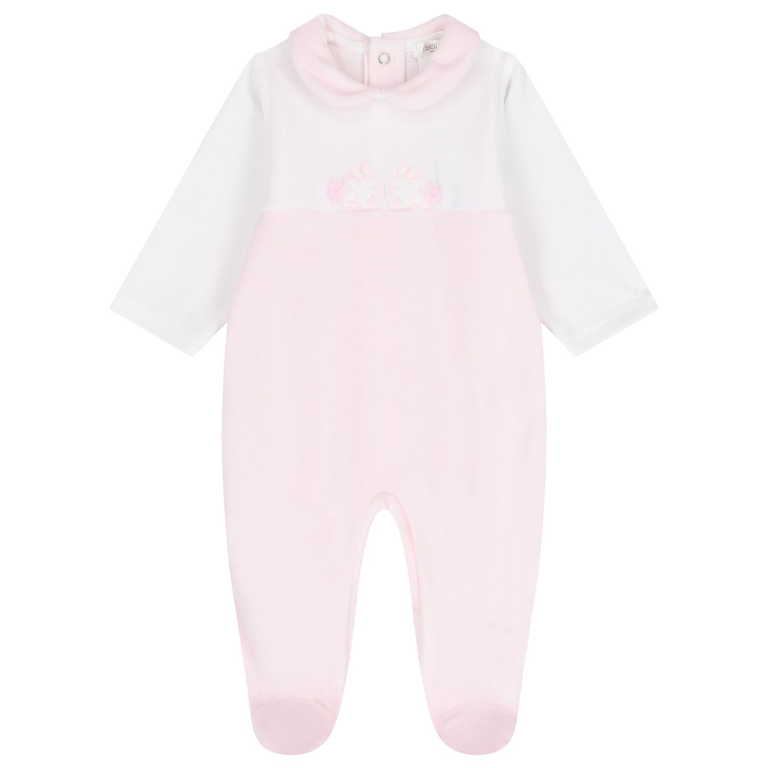 Baby Girls White & Pink Rabbit Babygrow, 2, hi-res