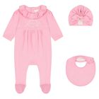 Baby Girls Pink Logo Babygrow Set, 1, hi-res