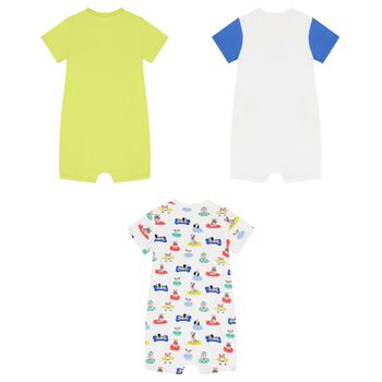 Baby Boys White & Green Rompers ( 3-Pack )