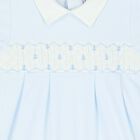 Baby Boys Blue Smocked Romper, 1, hi-res