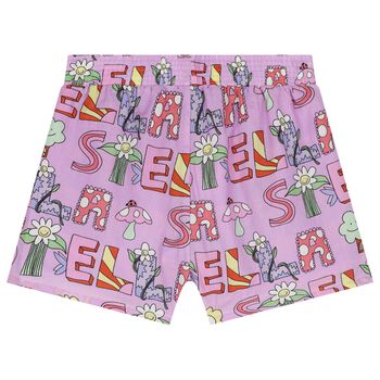 Girls Purple Logo Shorts