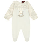 Ivory & Gold Pima Cotton Logo Babygrow, 2, hi-res