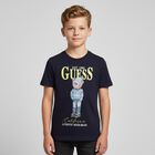 Boys Navy Blue Teddy Bear Logo T-Shirt, 2, hi-res