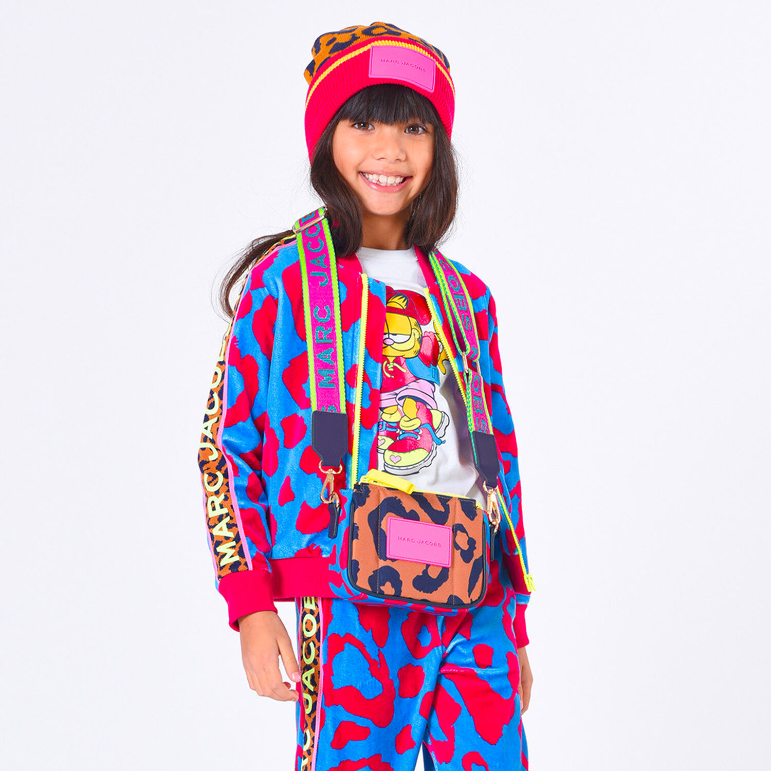 Girls Beige & Blue Leopard Print Shoulder Bag, 1, hi-res