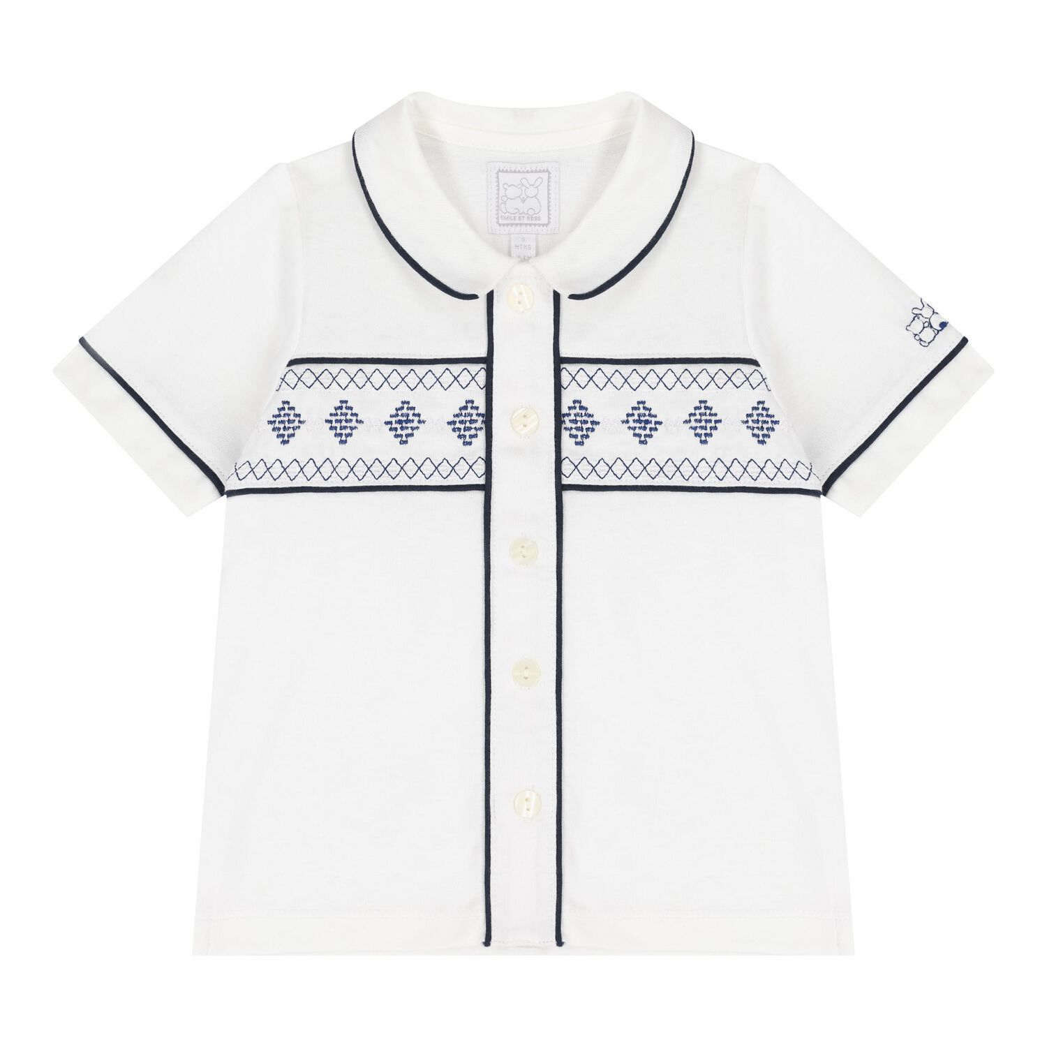 Baby Boys White & Navy Blue Shorts Set, 1, hi-res image number null