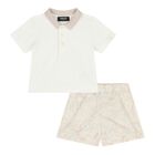 Baby Boys Ivory & Beige Whisper Barocco Shorts Set, 1, hi-res